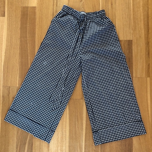 Zara wide leg cropped pants check gingham - Picture 1 of 5